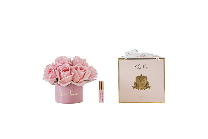 côte noire ** CLEARANCE ** Cote Noire Perfumed Natural Touch Rose Buds - Cherry Pink in Pastel Pink Vase - LS41