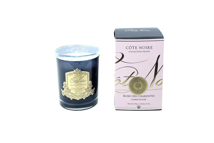 Côte Noire Cote Noire Candles - Dark Vessel With Gold Badge - Charente Rose