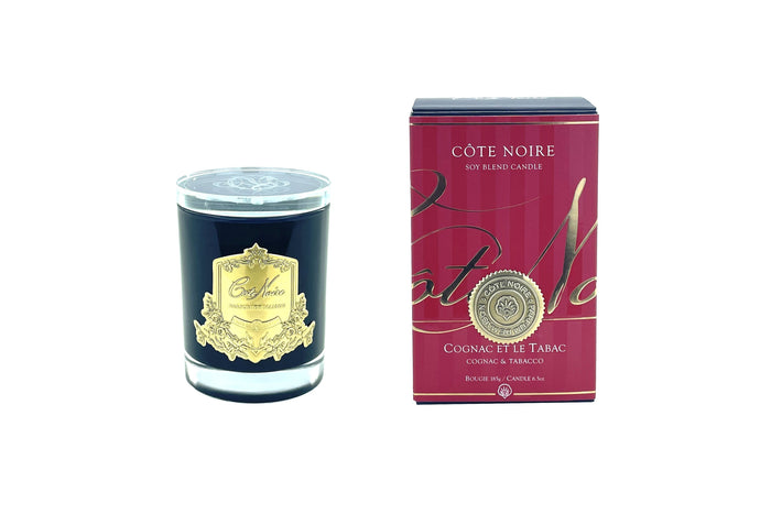 Côte Noire Cote Noire Candles - Dark Vessel With Gold Badge - Cognac & Tobacco