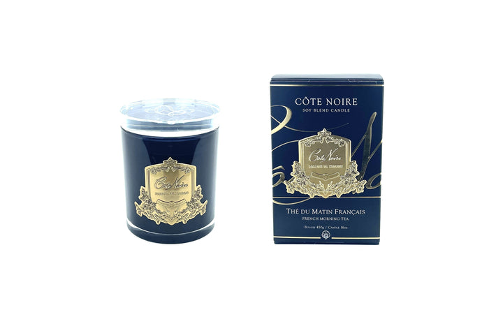 côte noire Cote Noire Candles - Dark Vessel with Gold Badge - French Morning Tea