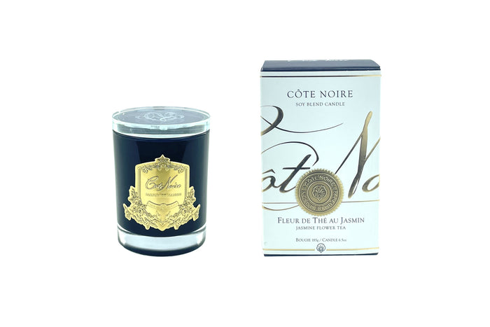 Côte Noire Cote Noire Candles - Dark Vessel With Gold Badge - Jasmine Flower Tea