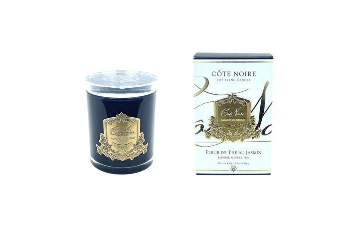 côte noire Cote Noire Candles - Dark Vessel with Gold Badge - Jasmine Flower Tea