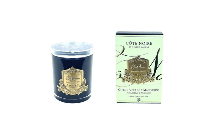 côte noire Cote Noire Candles - Dark Vessel with Gold Badge - Persian Lime & Tangerine