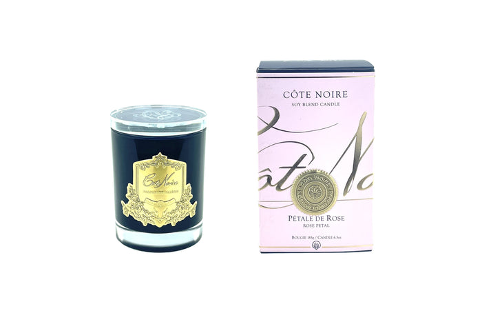 Côte Noire Cote Noire Candles - Dark Vessel With Gold Badge - Rose Petal
