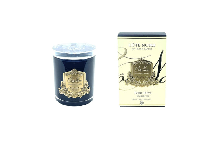 côte noire Cote Noire Candles - Dark Vessel with Gold Badge - Summer Pear