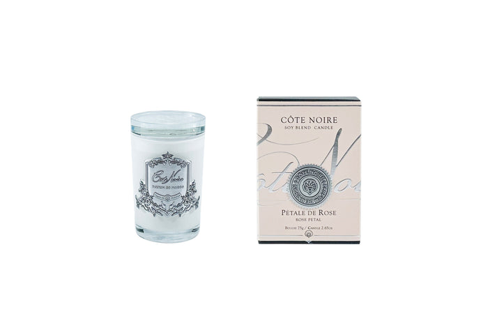Côte Noire Cote Noire Candles - White Vessel With Silver Badge - Rose Petal