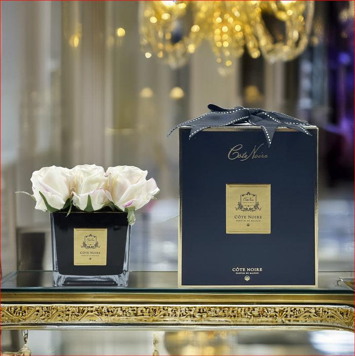 Côte Noire Cote Noire Couture Square 9 Rose Buds - Square Black Vase - Gold & Pink Blush - SVB902