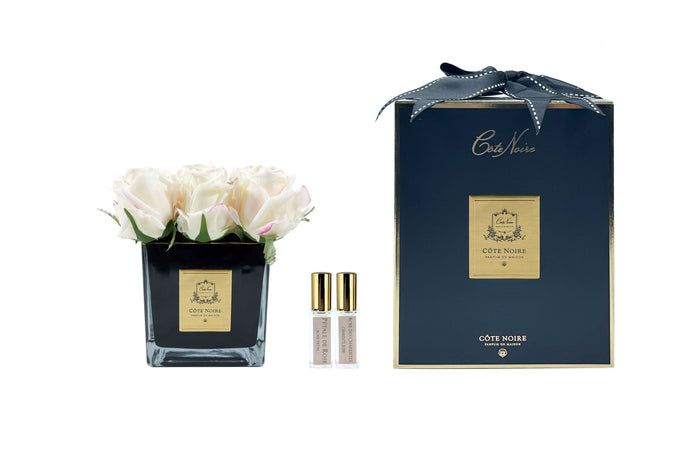 côte noire Cote Noire Couture Square 9 Rose Buds - Square Black Vase - Gold & Pink Blush - SVB902