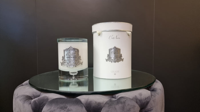 Côte Noire Cote Noire - Crystal Glass Lid Triple Wick Grand Candle 2.5 Kg WHITE VESSEL - Pink Champagne - LCS018
