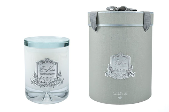 côte noire Cote Noire - Crystal Glass Lid Triple Wick Grand Candle 2.5 kg WHITE VESSEL - Pink Champagne - LCS018
