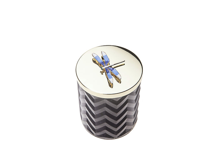 Côte Noire Cote Noire Herringbone Candle With Scarf - Navy & Gold - Dragonfly Brooch - Eau De Vie - HCG05