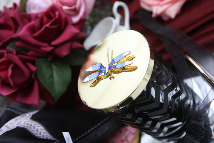 Côte Noire Cote Noire Herringbone Candle With Scarf - Navy & Gold - Dragonfly Brooch - Eau De Vie - HCG05