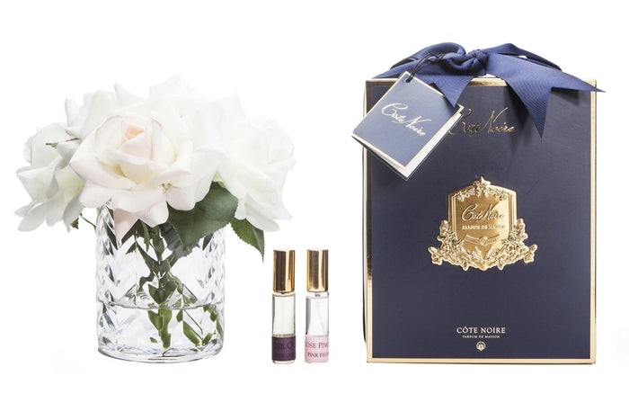 côte noire Cote Noire Herringbone Flower - Blush & White Roses - Clear - HCF07