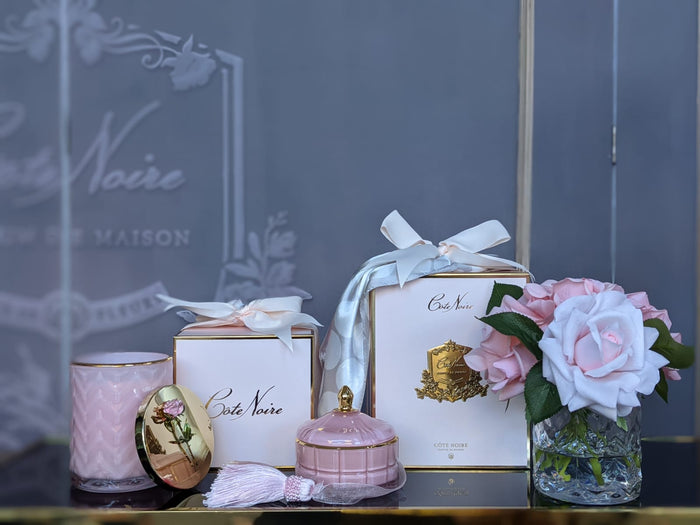 Côte Noire Cote Noire Herringbone Flower - Mixed Pink Roses - Clear - HCF08