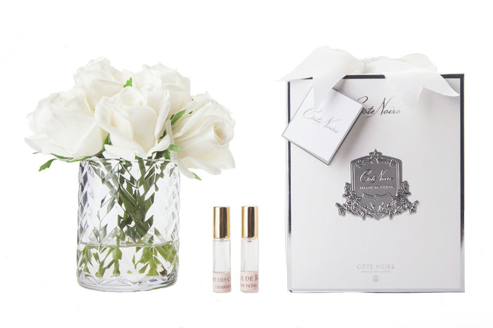 côte noire Cote Noire Herringbone Flower - Rose Buds - Clear - Ivory White - HCF21