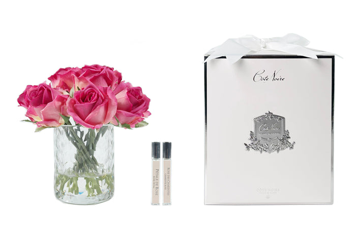 côte noire Cote Noire Herringbone Flower - Rose Buds - Clear - Magenta - HCF27