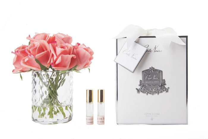 côte noire Cote Noire Herringbone Flower - Rose Buds - Clear - Peach - HCF25