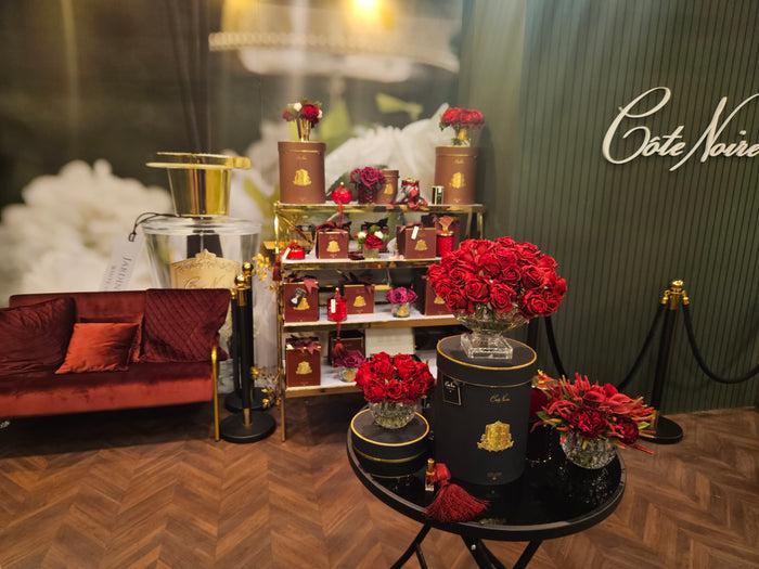 Côte Noire Cote Noire Herringbone Flower - Rose Buds - Clear - Red - HCF24