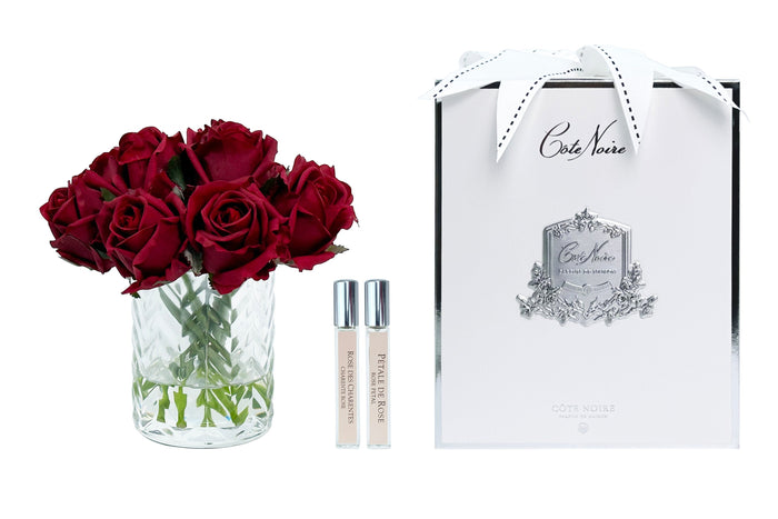 côte noire Cote Noire Herringbone Flower - Rose Buds - Clear - Red - HCF24