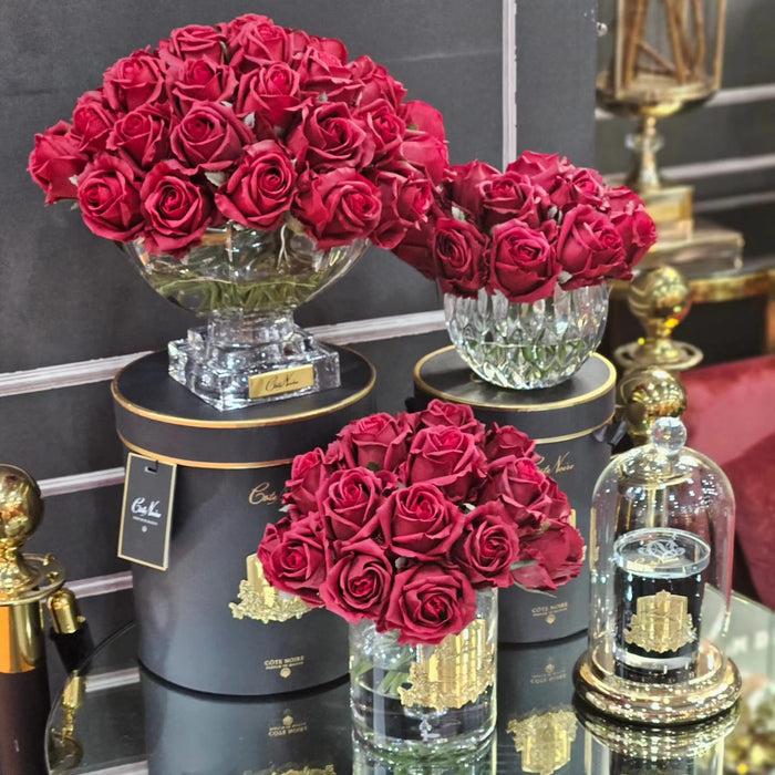 Côte Noire Cote Noire Luxury Centrepiece 37 Rose Bud Bouquet - Red & Gold Badge - CPRB04
