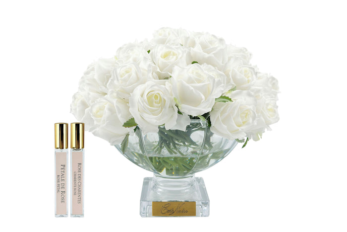 côte noire Cote Noire Luxury Centrepiece 37 Rose Bud Bouquet - White & Gold badge - CPRB11