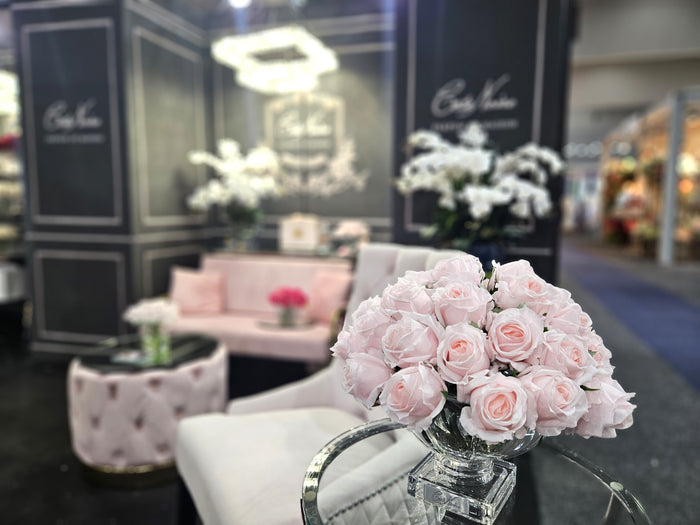 Côte Noire Cote Noire Luxury Centrepiece 37 Rose Bud Bouquet - French Pink & Silver Badge - CPRB06