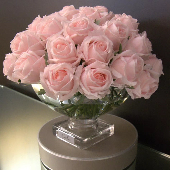 Côte Noire Cote Noire Luxury Centrepiece 37 Rose Bud Bouquet - French Pink & Silver Badge - CPRB06