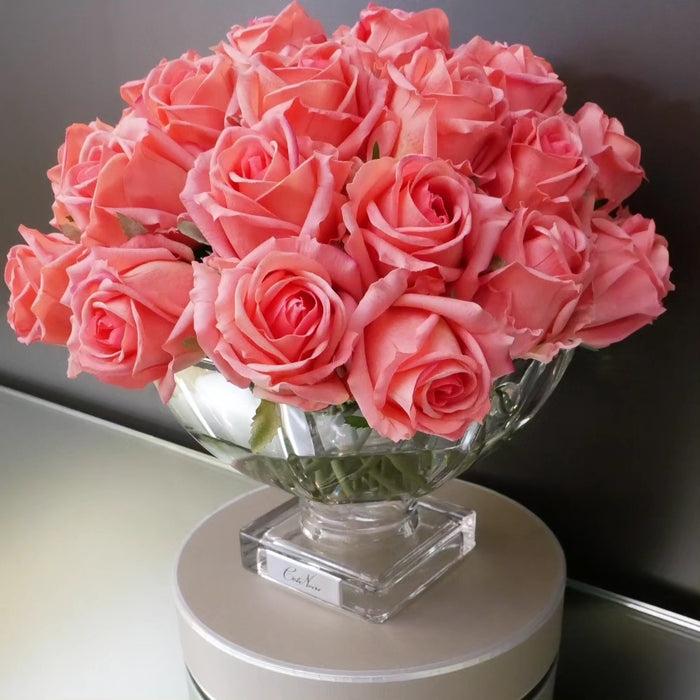 Côte Noire Cote Noire Luxury Centrepiece 37 Rose Bud Bouquet - Peach & Silver Badge - CPRB05