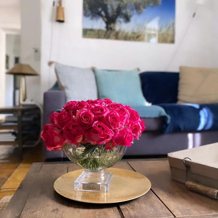 Côte Noire Cote Noire Luxury Centrepiece 37 Rose Bud Bouquet - Magenta & Silver Badge - CPRB07