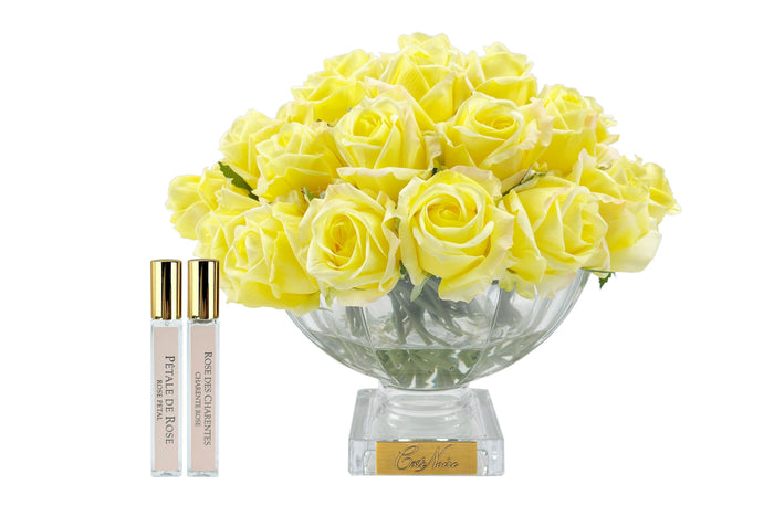 côte noire Cote Noire Luxury Centrepiece 37 Rose Bud Bouquet - Yellow & Gold badge - CPRB08