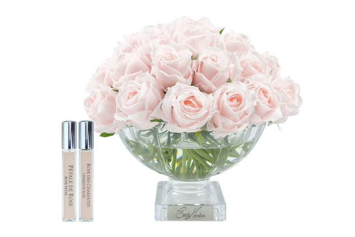 côte noire Cote Noire Luxury Centrepiece 37 Rose Bud Bouquet - French Pink & Silver badge - CPRB06