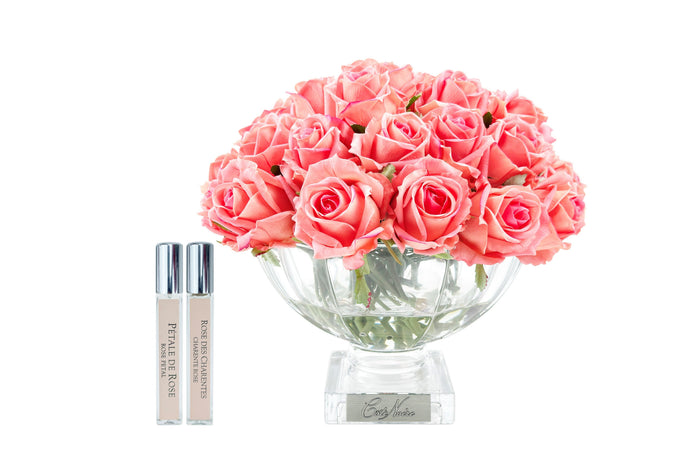 côte noire Cote Noire Luxury Centrepiece 37 Rose Bud Bouquet - Peach & Silver badge - CPRB05