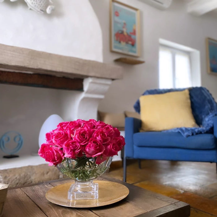 Côte Noire Cote Noire Luxury Centrepiece 37 Rose Bud Bouquet - Magenta & Silver Badge - CPRB07