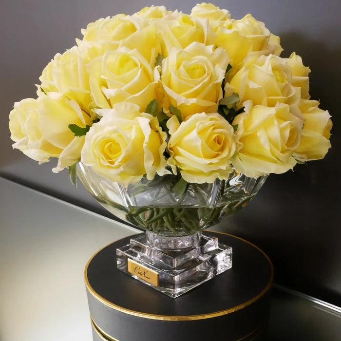 Côte Noire Cote Noire Luxury Centrepiece 37 Rose Bud Bouquet - Yellow & Gold Badge - CPRB08