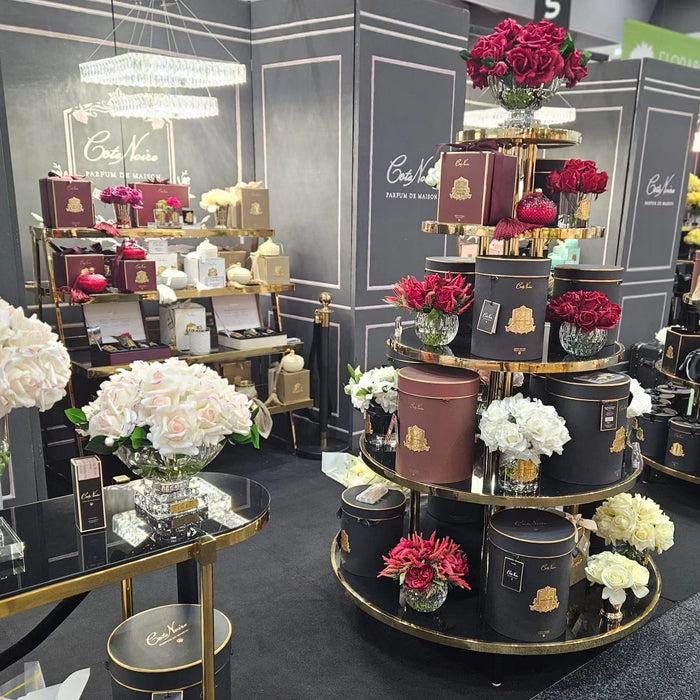 Côte Noire Cote Noire Luxury Centrepiece French Rose Bouquet - Red & Gold Badge - CPL04