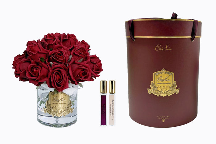 côte noire Cote Noire Luxury Grand Rose Bud Bouquet - Red - Gold Badge - LRB04