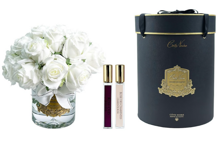 côte noire Cote Noire Luxury Grand Rose Bud Bouquet - White - Gold Badge - LRB11