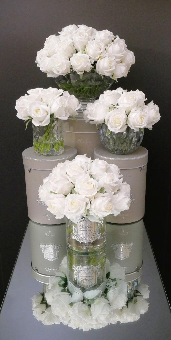 Côte Noire Cote Noire Luxury Grand Rose Bud Bouquet - White - Silver Badge - LRB01