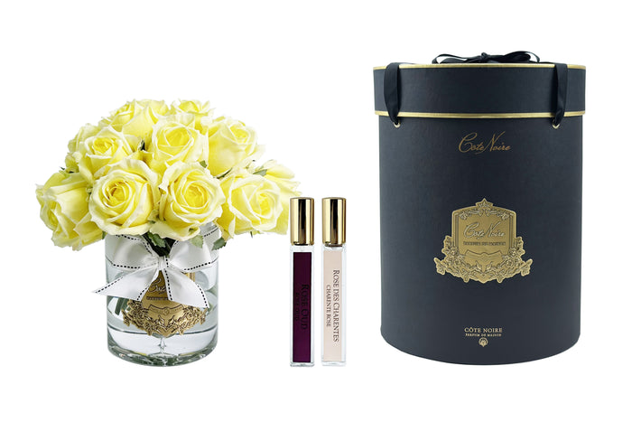 côte noire Cote Noire Luxury Grand Rose Bud Bouquet - Yellow - Gold Badge - LRB08