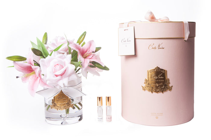 côte noire Cote Noire Luxury Lilies & Roses Bouquet- Pink - Gold Badge - LRL02