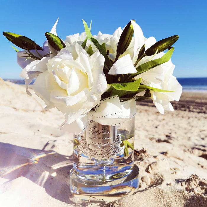 Côte Noire Cote Noire Luxury Lilies & Roses Bouquet - White - Silver Badge - LRL01