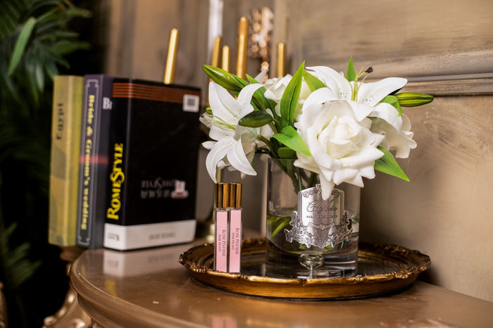 Côte Noire Cote Noire Luxury Lilies & Roses Bouquet - White - Silver Badge - LRL01