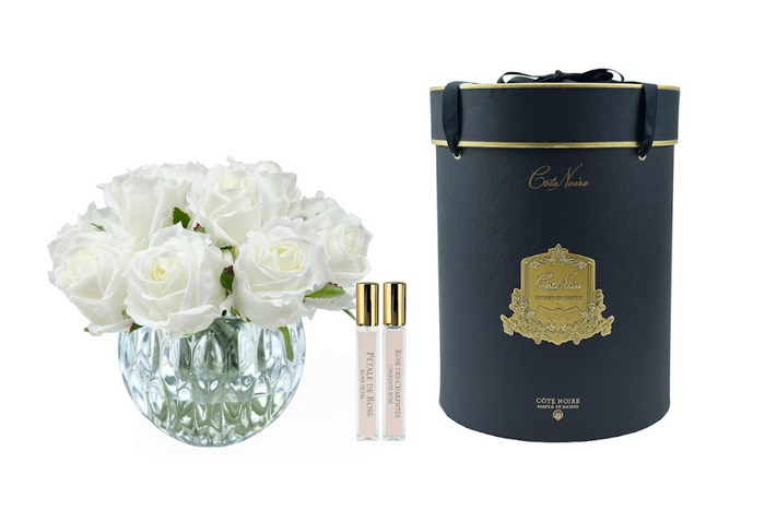 côte noire Cote Noire Luxury Round 13 Rose Bud Bouquet - White - RRB01