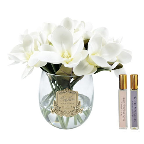 Côte Noire Cote Noire Luxury Round Magnolia Bouquet - Ivory White - Gold Badge - RMG01