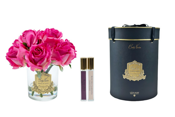 côte noire Cote Noire Premium Rose Bud Bouquet - Magenta - Clear - Gold Badge - GRB07