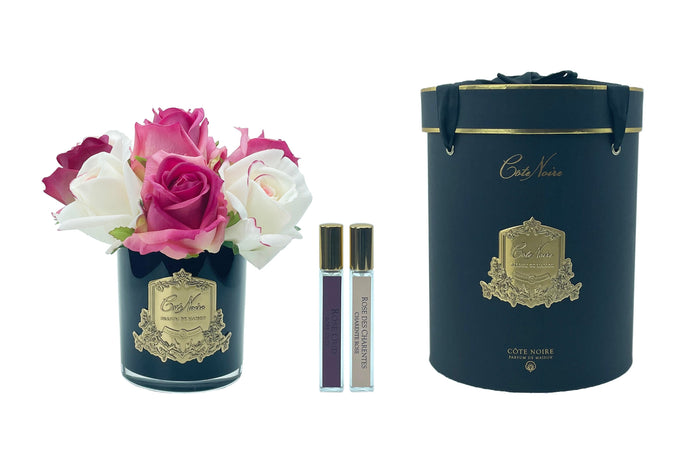 côte noire Cote Noire Premium Rose Bud Bouquet - Mixed Magenta & Blush - Dark Glass - MBG01