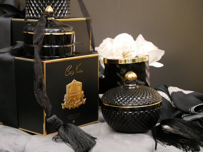 Côte Noire Cote Noire Round Art Deco Candle - Black & Gold - Queen Of The Night - GML30004