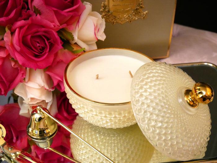 Côte Noire Cote Noire Round Art Deco Candle - Cream & Gold - Blonde Vanilla - GML30005