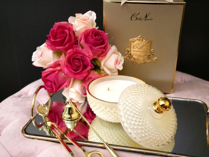 Côte Noire Cote Noire Round Art Deco Candle - Cream & Gold - Blonde Vanilla - GML30005