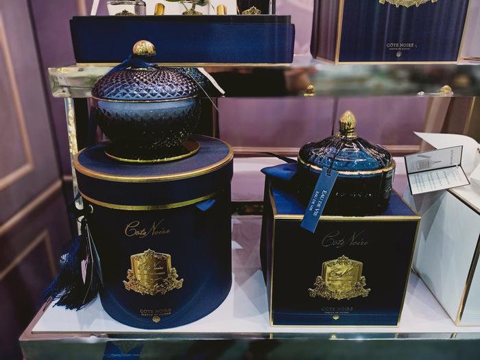 Côte Noire Cote Noire Round Art Deco Candle - Navy & Gold - Eau De Vie - GML30006